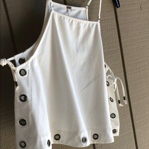 Free People White Tank Top with Grommet Accents